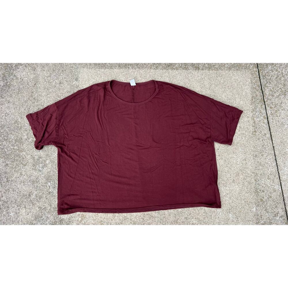 Old Navy Scoop Neck Blouse Burgundy Luxe Short Sleeve Shirt Large Basic Staple